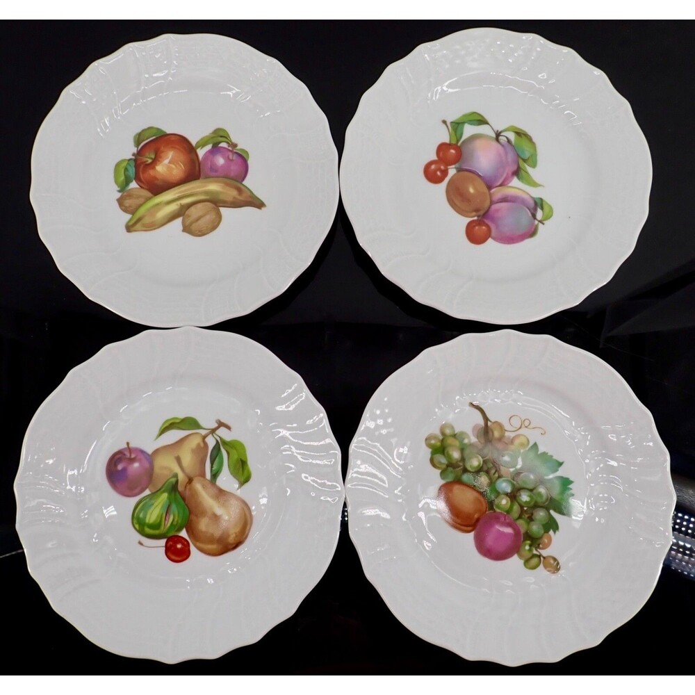 Hutschenreuther Germany Porcelain Salad Plates Set of 4 Tavola Rare Pattern 8"